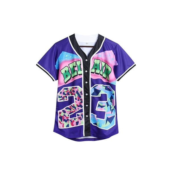 23 Bel Air Jersey 90s Short Sleeve Shirts Hip Hop Tops Clothes for Birthday Party 3D Print Fashion Baseball Jersey 23 Bel Air Jersey 90s Short Sleeve Shirts Hip Hop Tops Clothes for Birthday Party 3D Print Fashion Baseball Jersey